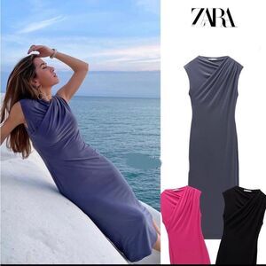 ZARA DRAPED MIDI DRESS